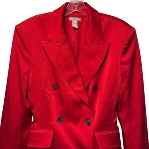 Women's H&M Bold Red Double Breasted‎ Trench Coat  Size S